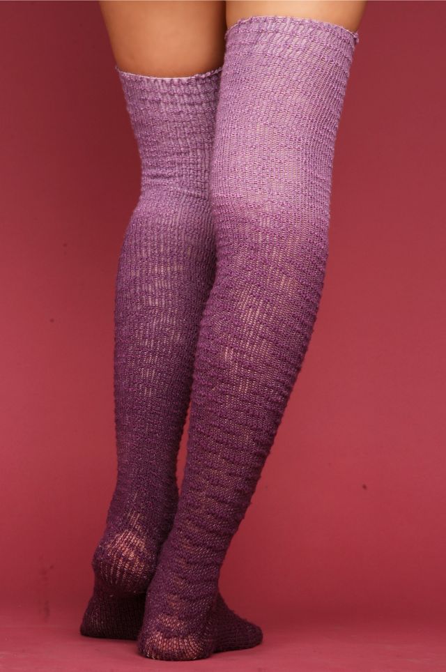 Dip-Dye Textured Over The Knee Socks #2