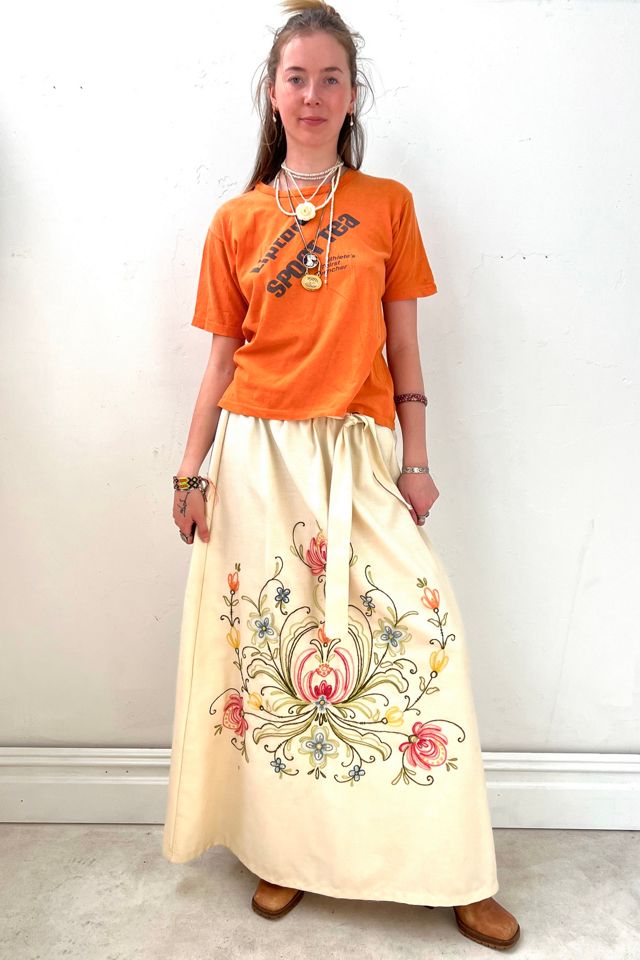 Embroidered shop maxi skirt