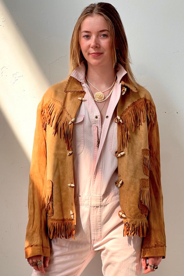 Vintage Handmade Leather Fringed Jacket Selected by Anna Corinna