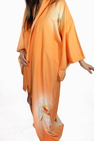 1960s Bouquet Maxi Kimono Robe Selected By Moons + Junes Vintage