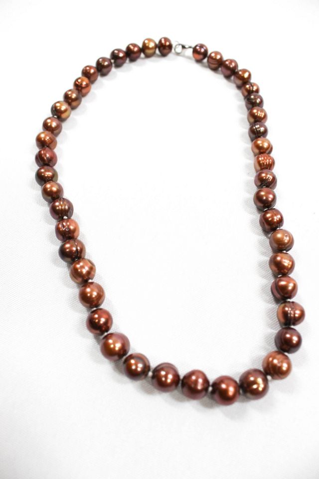 Iridescent Freshwater Copper Pearl Strand Necklace Selected By Moons + Junes Vintage #2