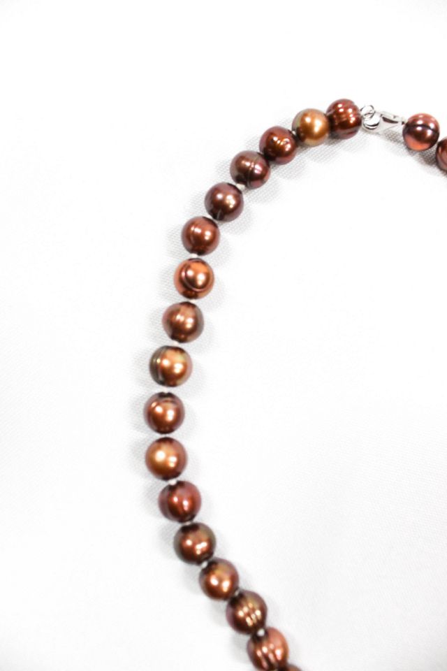 Iridescent Freshwater Copper Pearl Strand Necklace Selected By Moons + Junes Vintage #3