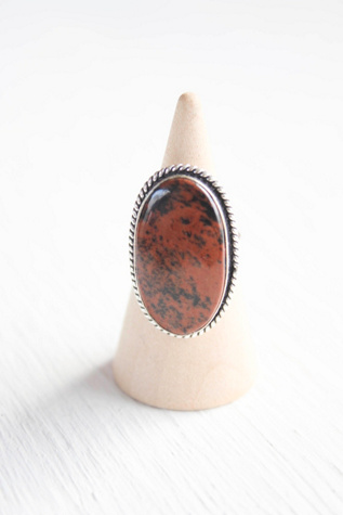 Mahogany Obsidian Gemstone Silver Ring Selected By Moons + Junes Vintage