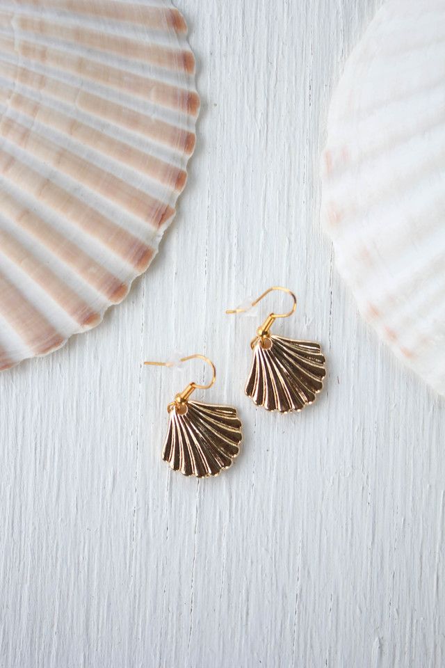 Vintage Gold Sea Shell Earrings Selected By Moons + Junes Vintage #1
