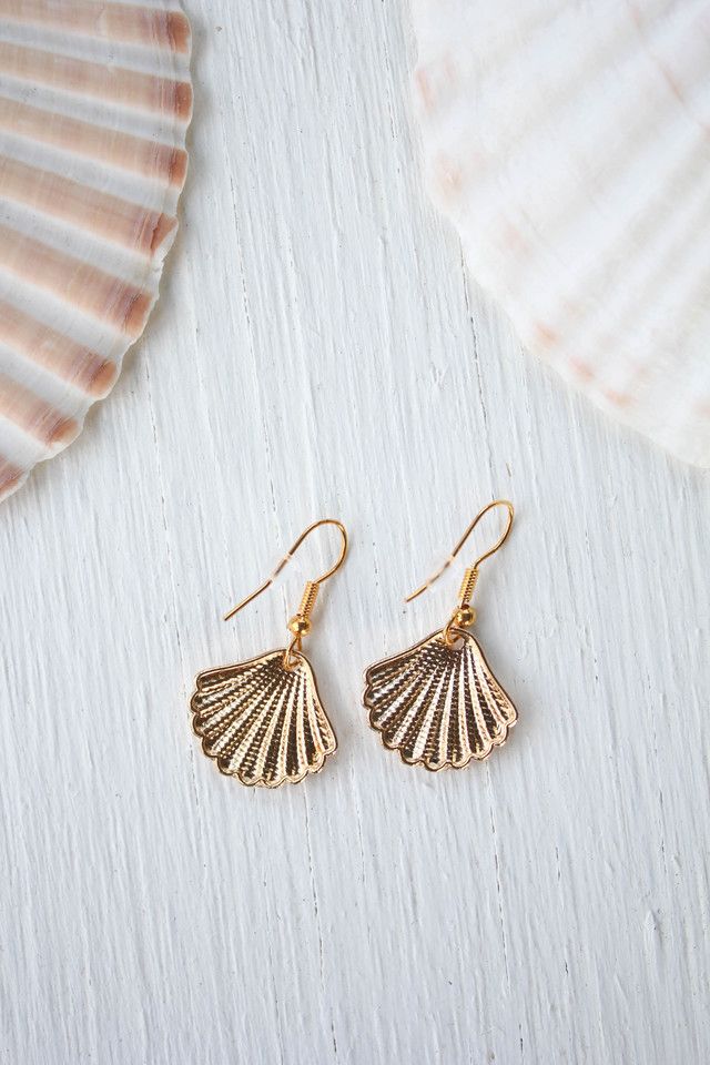 Vintage Gold Sea Shell Earrings Selected By Moons + Junes Vintage #2
