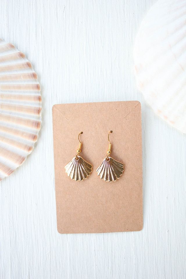 Vintage Gold Sea Shell Earrings Selected By Moons + Junes Vintage #3