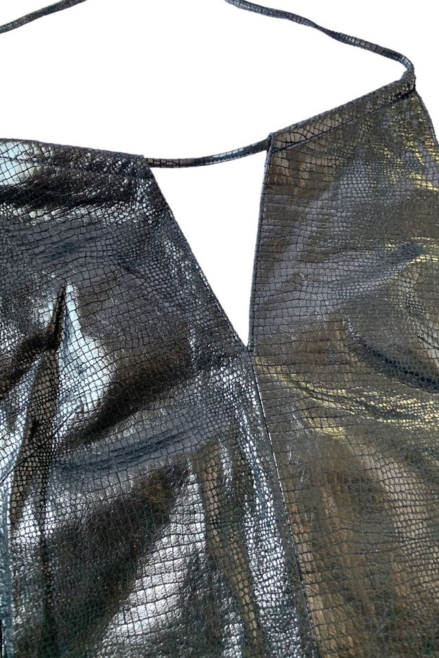 Vintage 1980s Black Leather Halter Top Selected by SharpLilTeeth #1