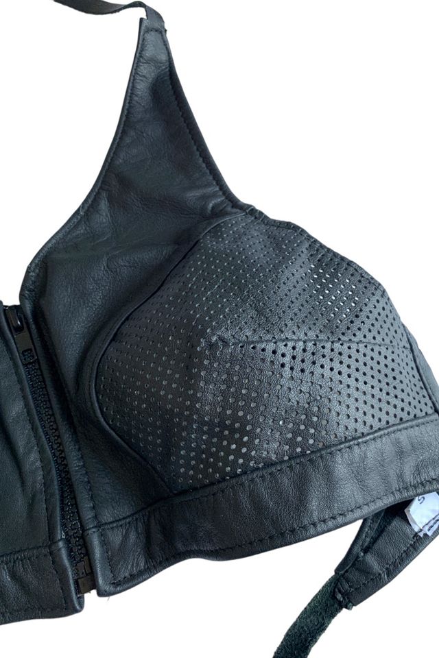 Vintage 1980s Leather Zip Front Tie-On Halter Top Selected by SharpLilTeeth #1