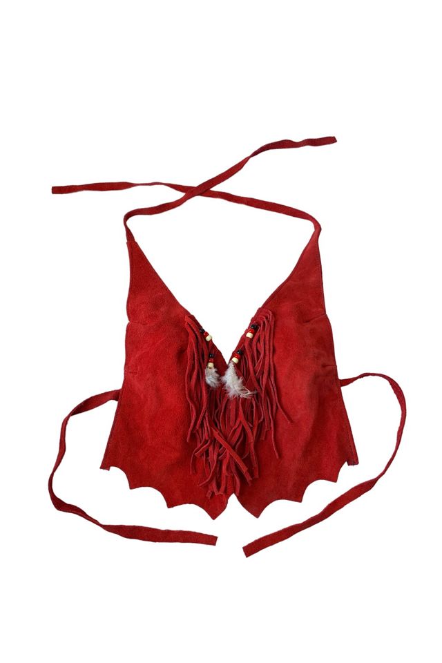 Vintage 1980s Suede Feather Fringe Tie On Top Selected by SharpLilTeeth Free People