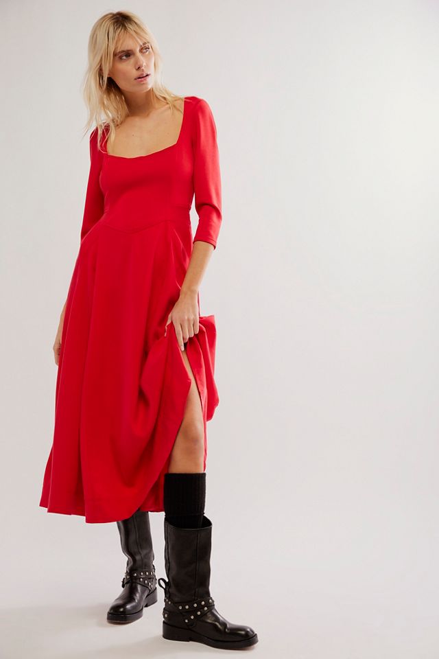 Free people red outlet midi dress