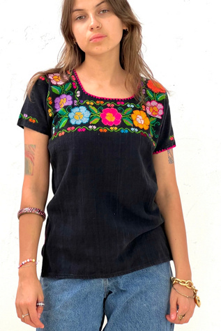 Vintage Hand Embroidered Sheer Blouse Selected by Anna Corinna