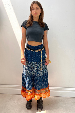 Vintage Gauze Wrap Around Maxi Stripe Skirt Selected by Anna Corinna
