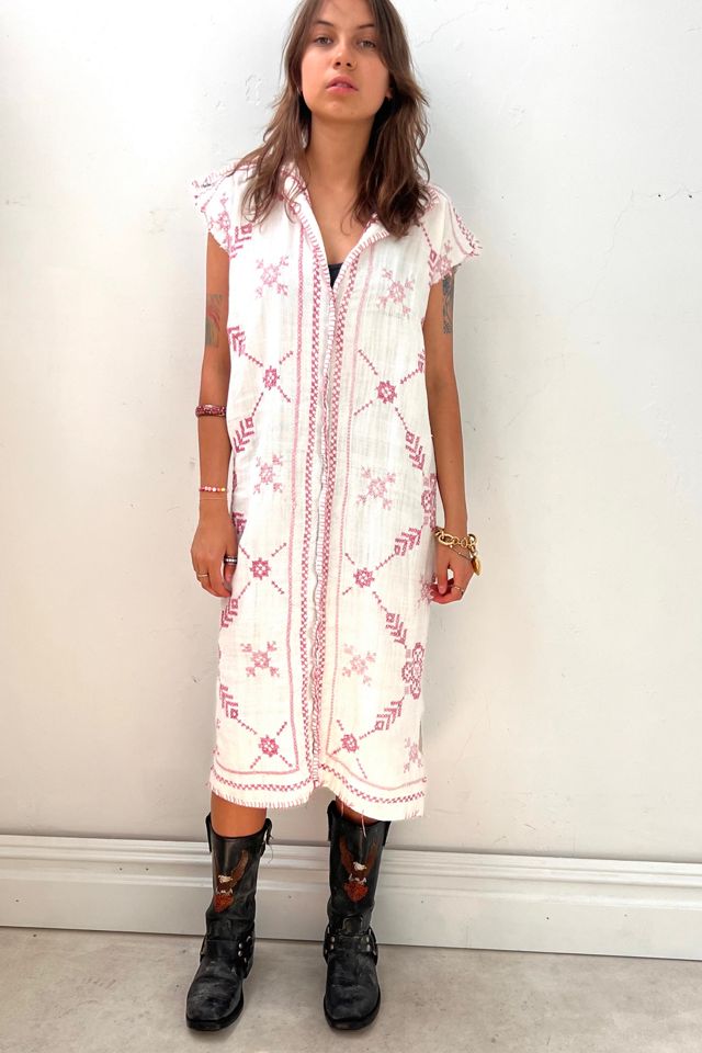 White embroidered outlet smock dress