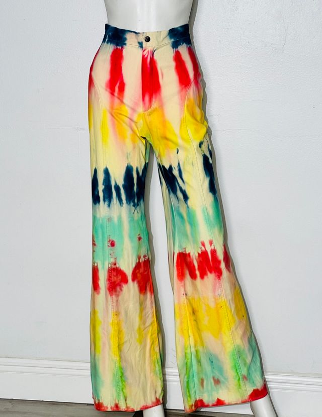 Womens Tie-Dye Flare Pants High Waisted Vintage Bell Bottom Pants