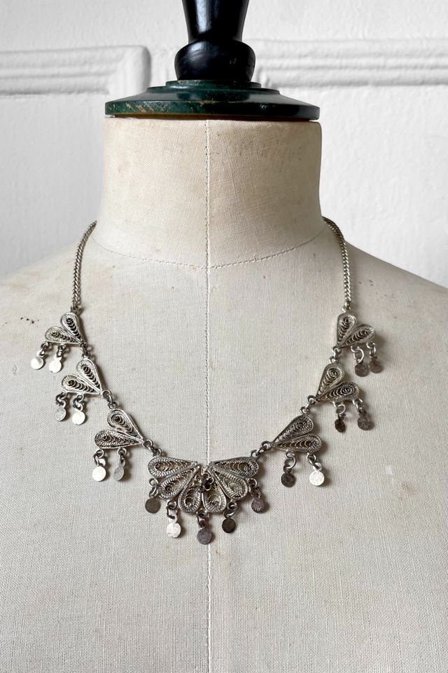 Silver deals filigree necklace