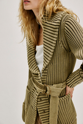 Ryanne Long Haul Cardigan by Free People in Green, Size: S