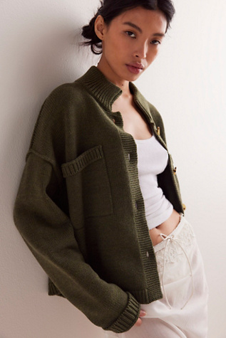 We The Free On The Isle Cardi at Free People in Khaki Banda, Size: Large