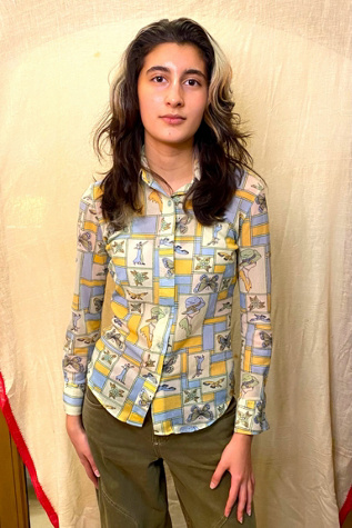 70’s Butterfly Geometric Button Up Blouse Selected by Nomad Vintage