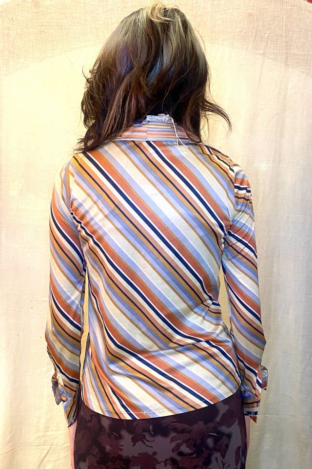 70’s Groovy Striped Button Up Blouse Selected by Nomad Vintage #1
