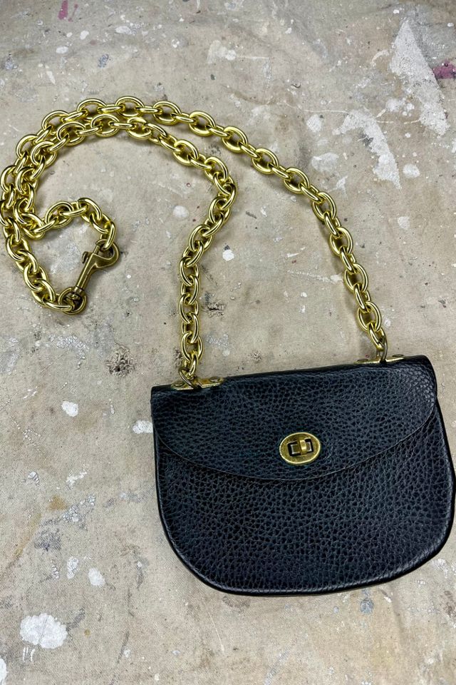 Small black purse with gold online chain