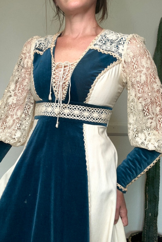 1970s Velvet and Lace Gunne Sax Dress Selected by Grievous Angel