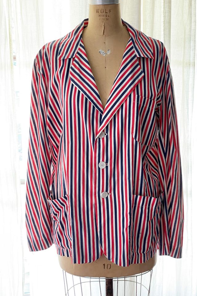 Vintage Red White and Blue Striped Blazer Jacket Selected by FernMercantile