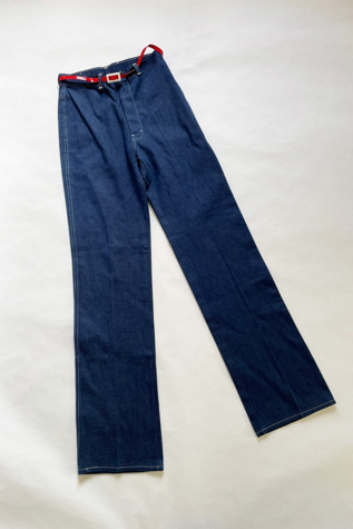 Vintage 1970's Deadstock Live Ins High Waist Jeans with Red Belt Selected by FernMercantile
