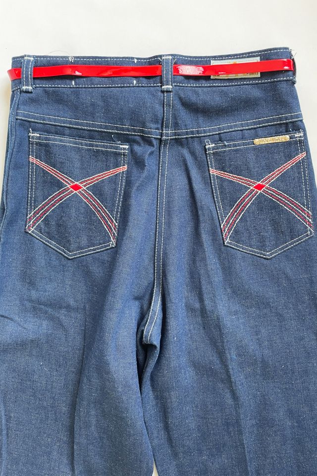 Vintage 1970's Deadstock Live Ins High Waist Jeans with Red Belt Selected by FernMercantile #1