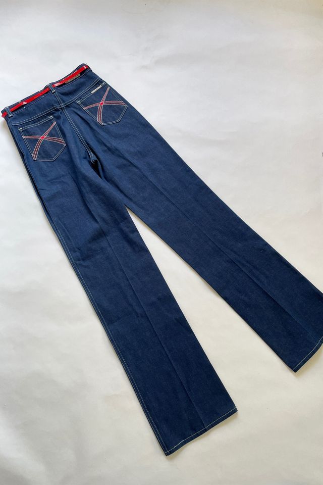 Vintage 1970's Deadstock Live Ins High Waist Jeans with Red Belt Selected by FernMercantile #3