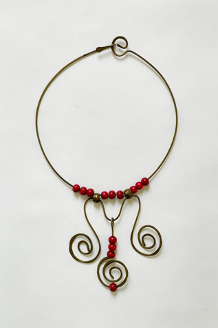 Vintage Artisan Swirl Brass Choker Necklace Selected by FernMercantile