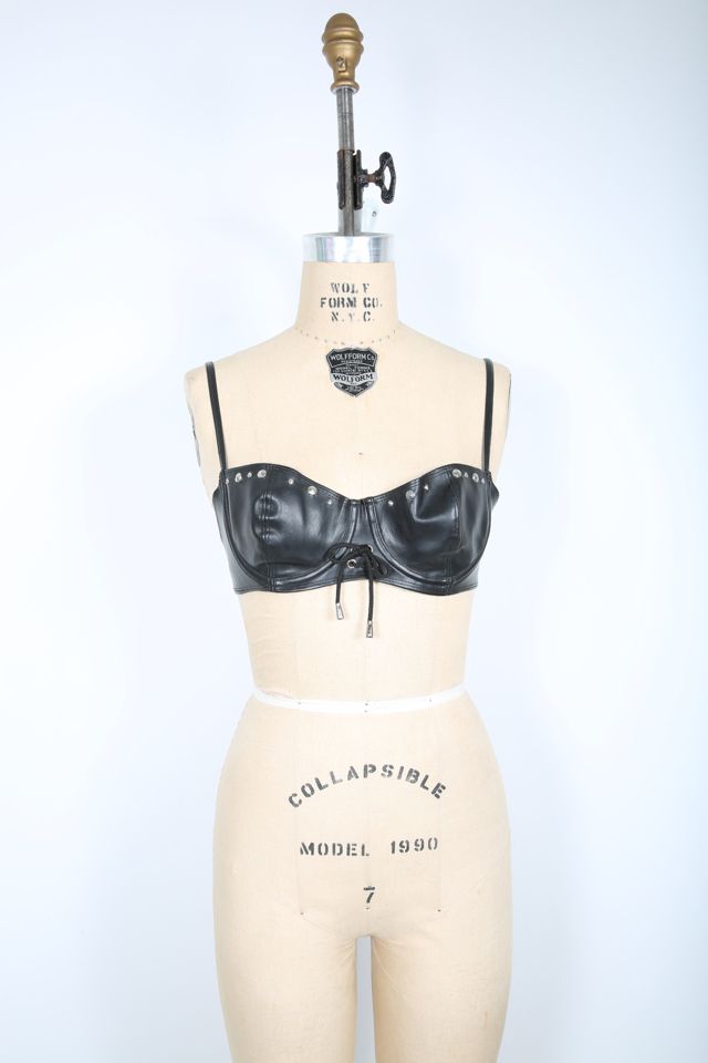 80s 90s Black Faux Bra Top Selected by Love Rocks Vintage | Free
