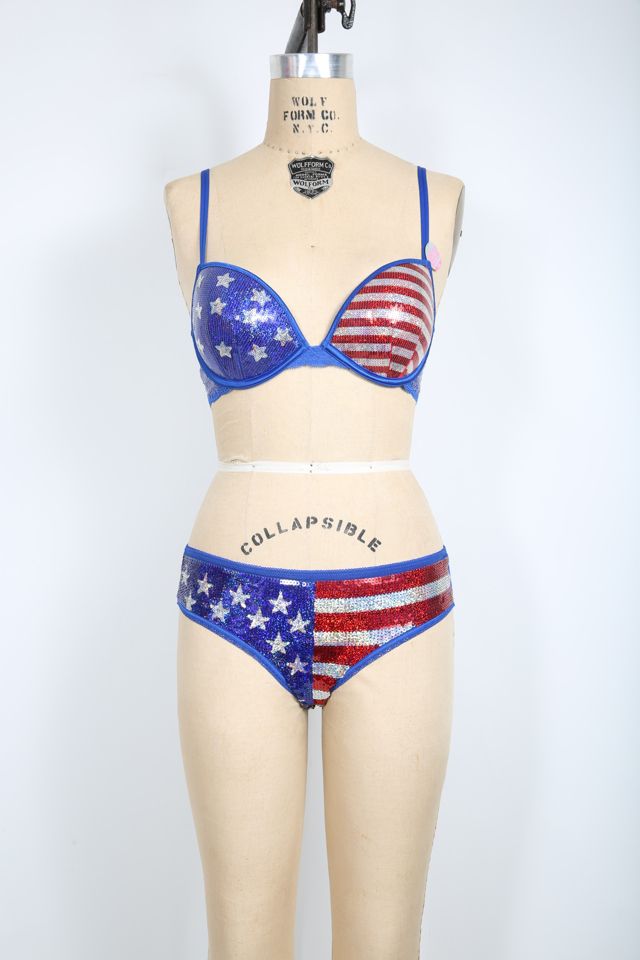 Red White and Blue Sequin Bra and Panties Selected by Love Rocks
