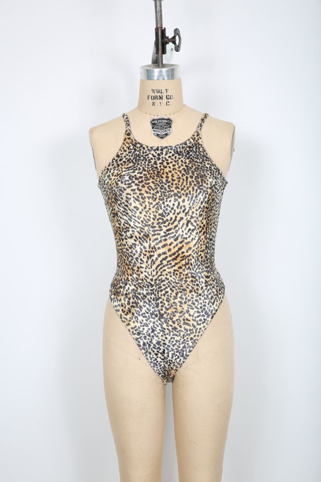 Velvet Leopard Print Thong Bodysuit Selected by Love Rocks Vintage
