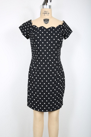 Vintage Black and White Polka Dot Dress