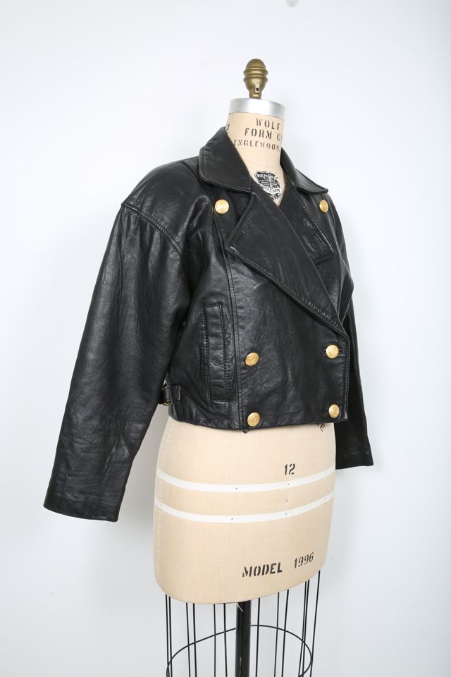 Vintage cropped leather on sale jacket