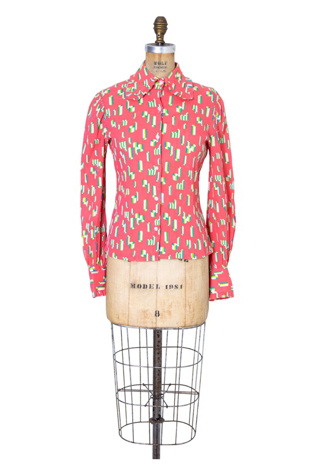 Vintage 1970s Mod Print Blouse Selected by SwaneeGRACE