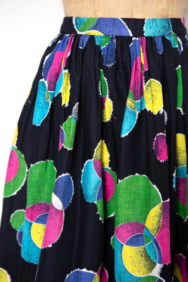 Vintage 1950s Abstract Print Cotton Skirt Selected by SwaneeGRACE #1