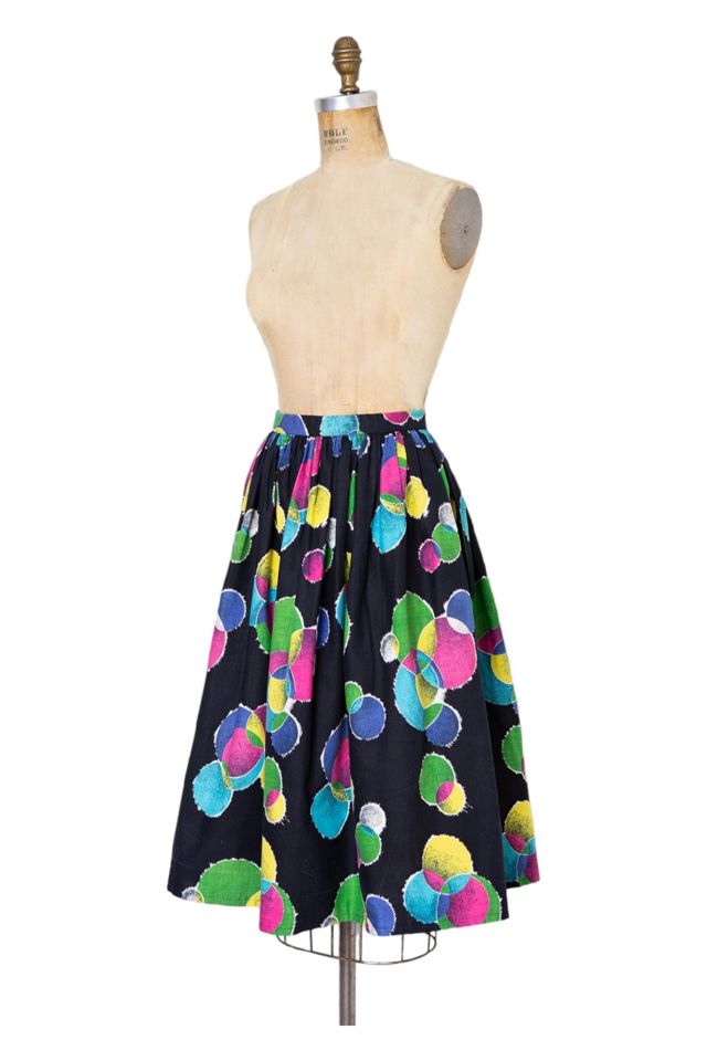 Vintage 1950s Abstract Print Cotton Skirt Selected by SwaneeGRACE #2