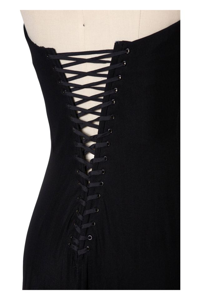 Vintage 1990s Couture Corseted Black Mesh Gown Selected by SwaneeGRACE #1