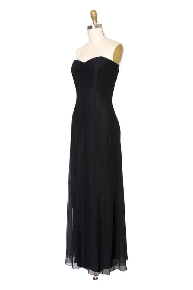 Vintage 1990s Couture Corseted Black Mesh Gown Selected by SwaneeGRACE #2