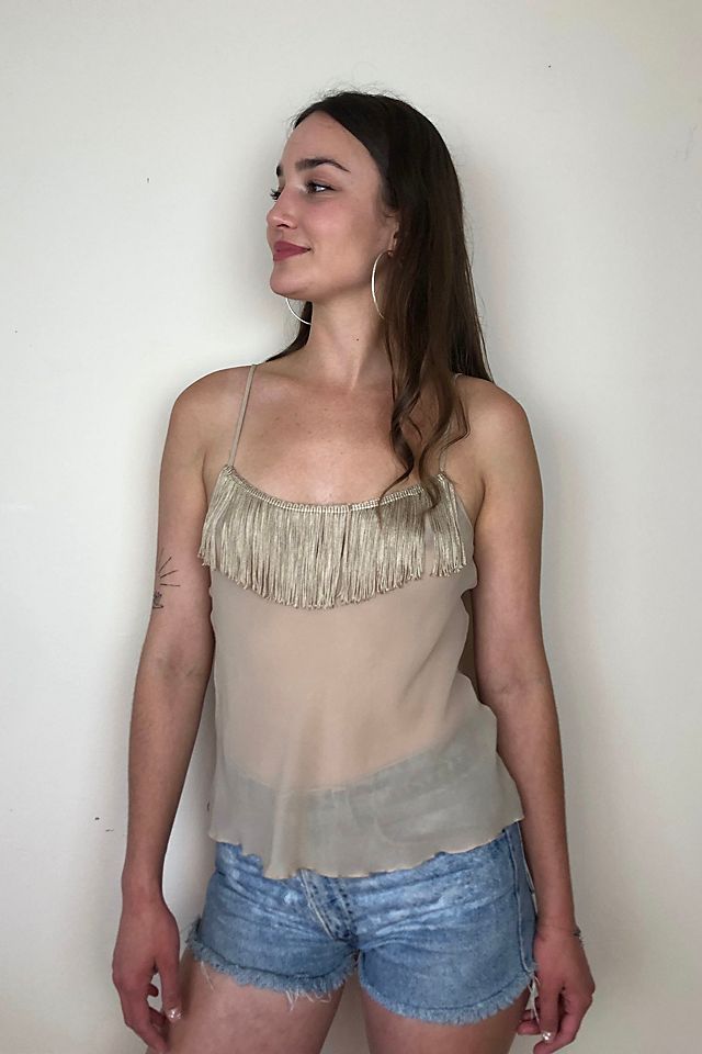 Vintage Silk Chiffon Sheer Fringe Bias Cut Camisole Selected by Picky Jane