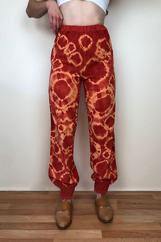Vintage Cotton Rust Colored Tie Dye Buttle Hem Pants Selected by Picky Jane