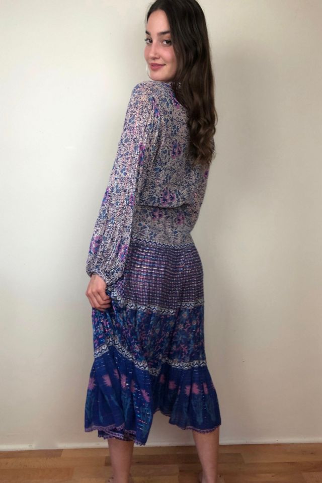 1970s Vintage Block Print Lurex Cotton Gauze Dress Selected by Picky Jane #3