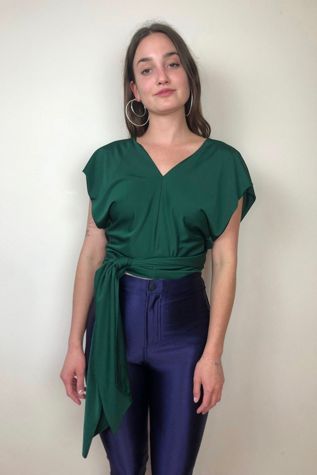 Vintage Draped Jersey Adjustable Tie Blouse Selected by Picky Jane
