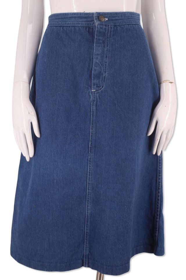 Denim A-Line Midi Skirt