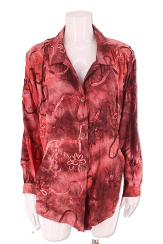 1990s Tie Dye Silk Oversized Ribbon Blouse Selected By Ritual Vintage