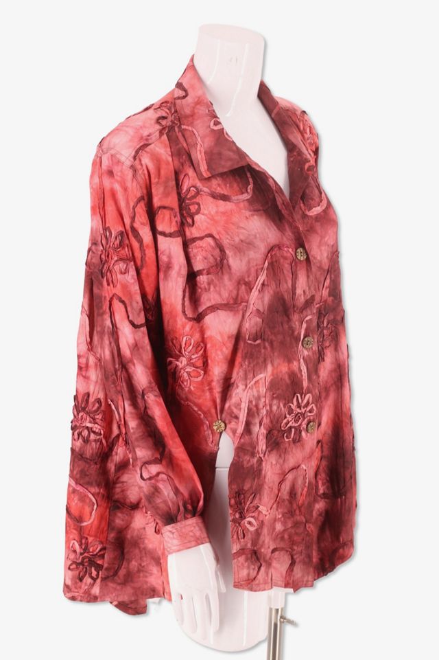 1990s Tie Dye Silk Oversized Ribbon Blouse Selected By Ritual Vintage #1