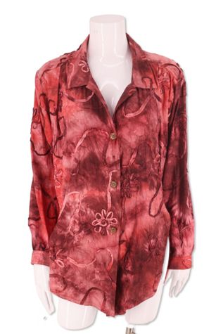 1990s Tie Dye Silk Oversized Ribbon Blouse Selected By Ritual Vintage