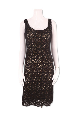 1990s Black Crochet Illusion Slip Dress Selected By Ritual Vintage