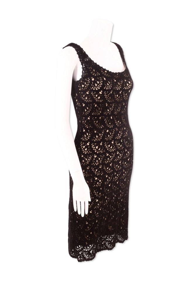 1990s Black Crochet Illusion Slip Dress Selected By Ritual Vintage #1